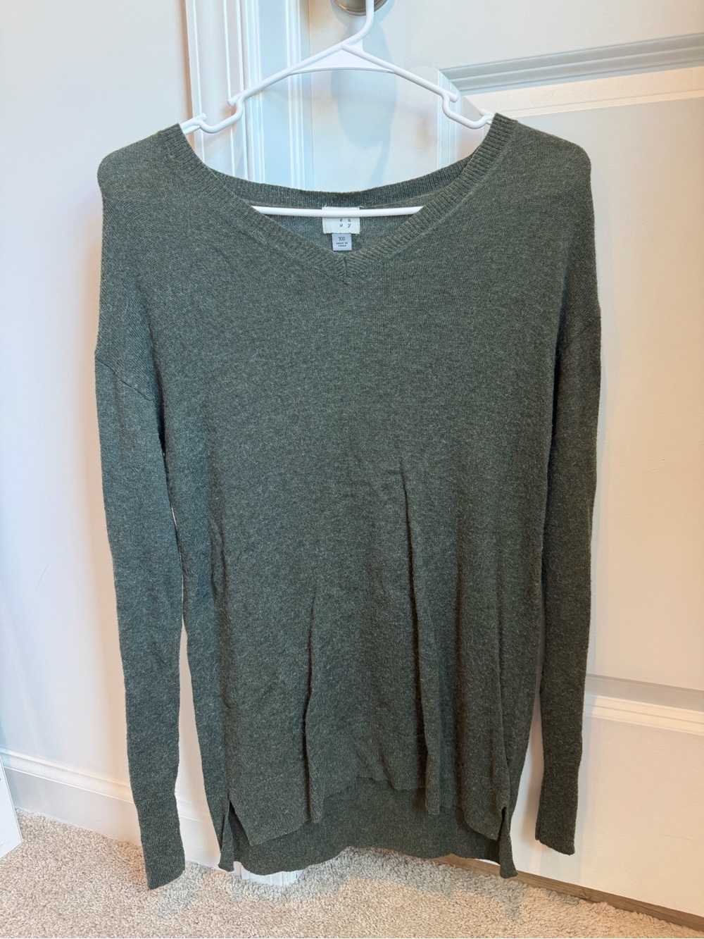 Cozy Olive Green Women's V-Neck Sweater